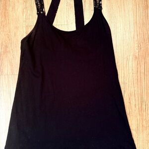 American Rag Black Tank with Sequin Accent Straps